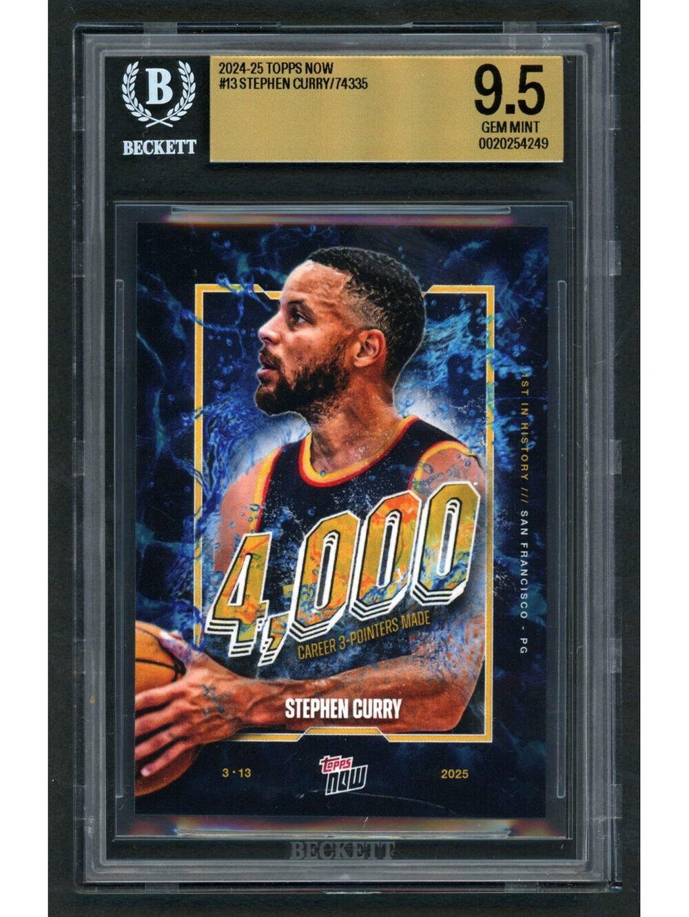 2024-25 Topps Now #13 Stephen Curry 4000 Career 3 Pointer BGS 9.5 Gem Mint